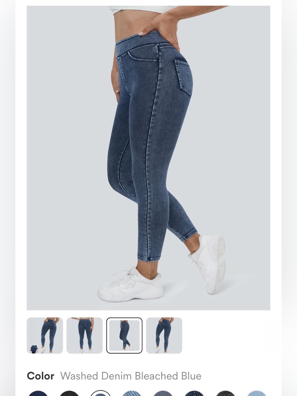 HALARA Washed Denim Jeggings - Bleached Blue